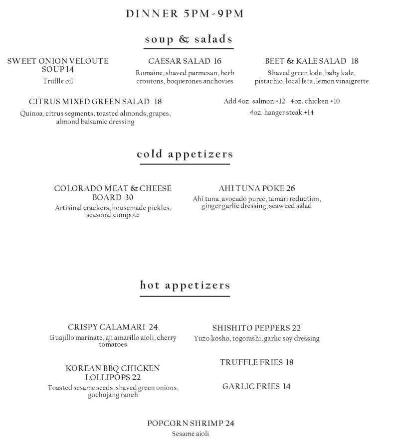 Mountain Social menu page 1
