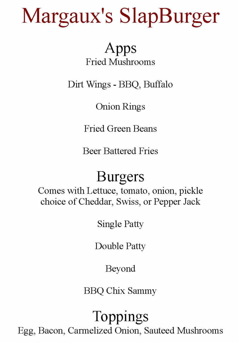 Margaux's Phillies menu page 1