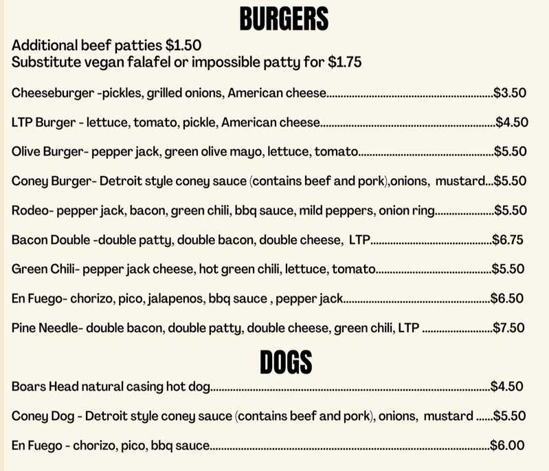 Famburger menu page 1