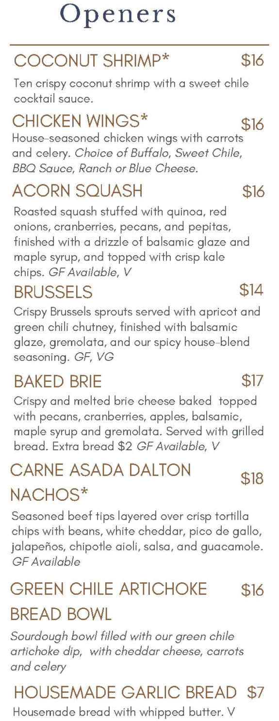 Clubhouse Dalton Ranch menu page 1