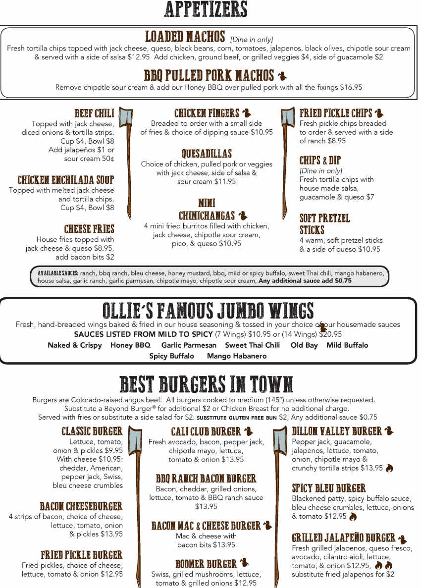 Ollie's Pub & Grub menu page 1