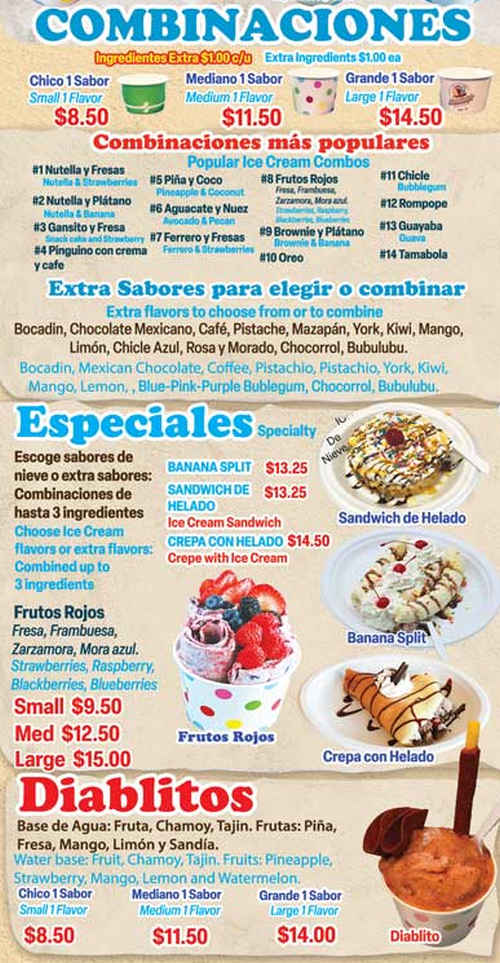 Moma's Ice Cream menu page 1