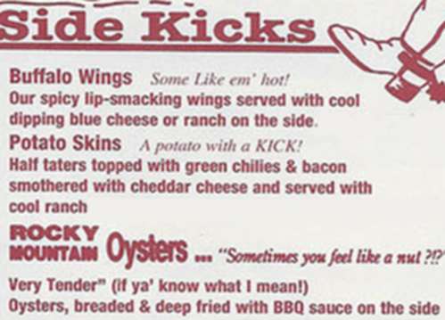 Handlebars Food & Saloon menu page 1