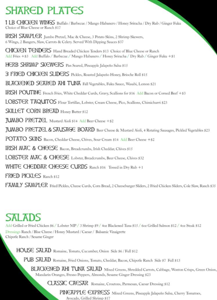 O'Neil's Tavern & Grill menu page 1