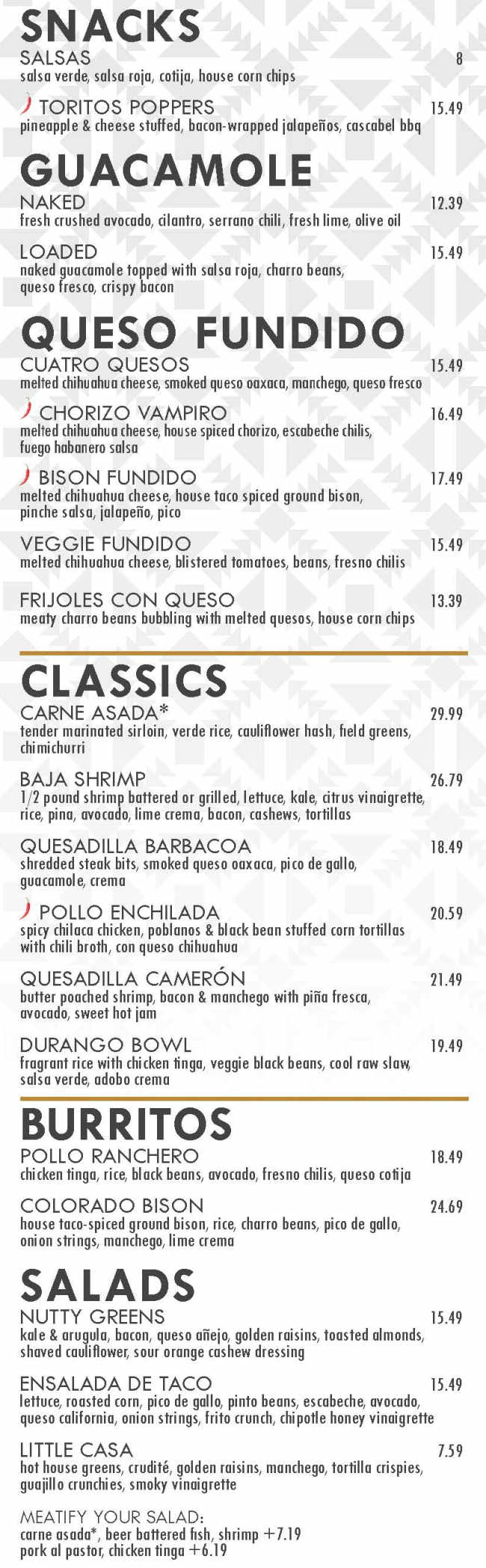 Salt & Lime menu page 1