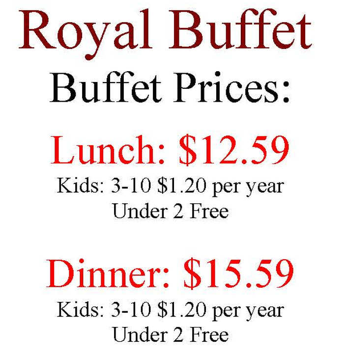 Royal Buffet menu page 1