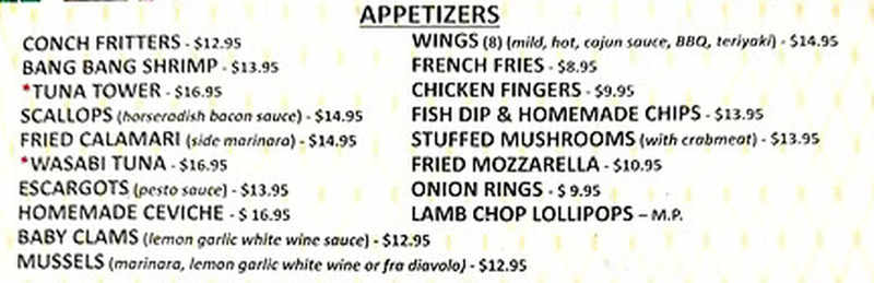 Tonio's Seafood Shack & Tiki menu page 1