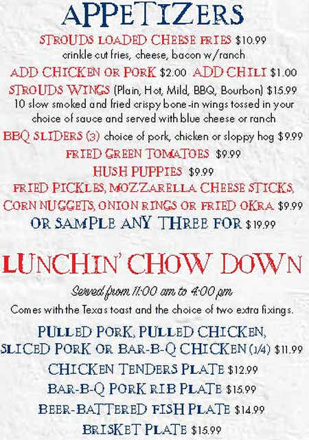 Hog Heaven BBQ menu page 1