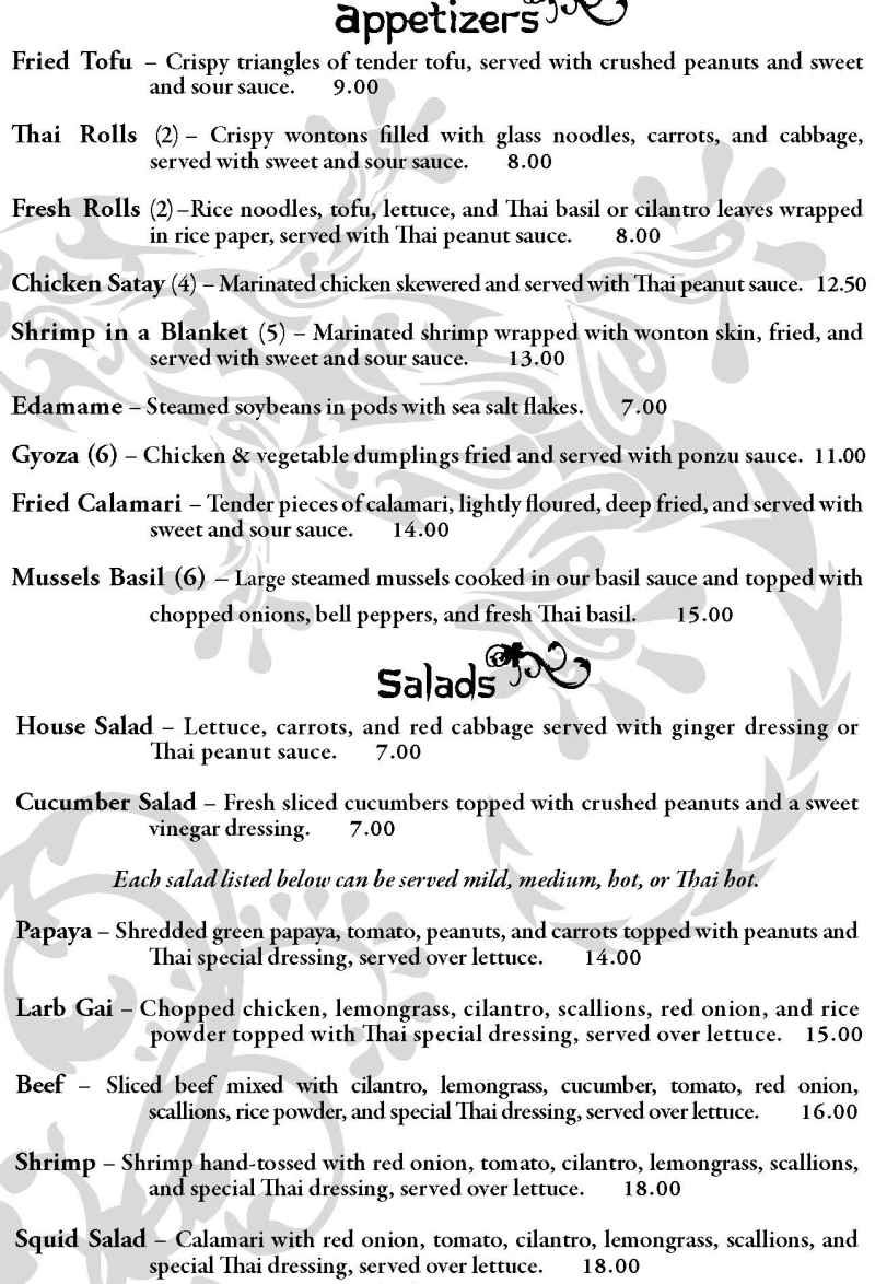 Zen Bistro menu page 1