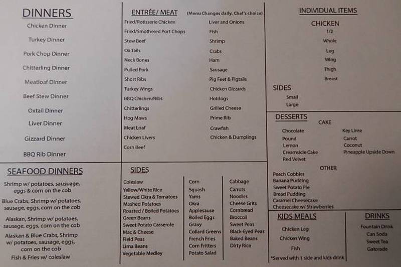 Taste of Soul menu page 1