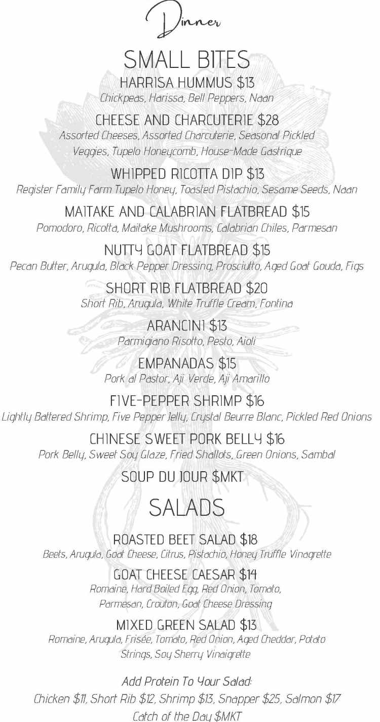 Bitterroot menu page 1