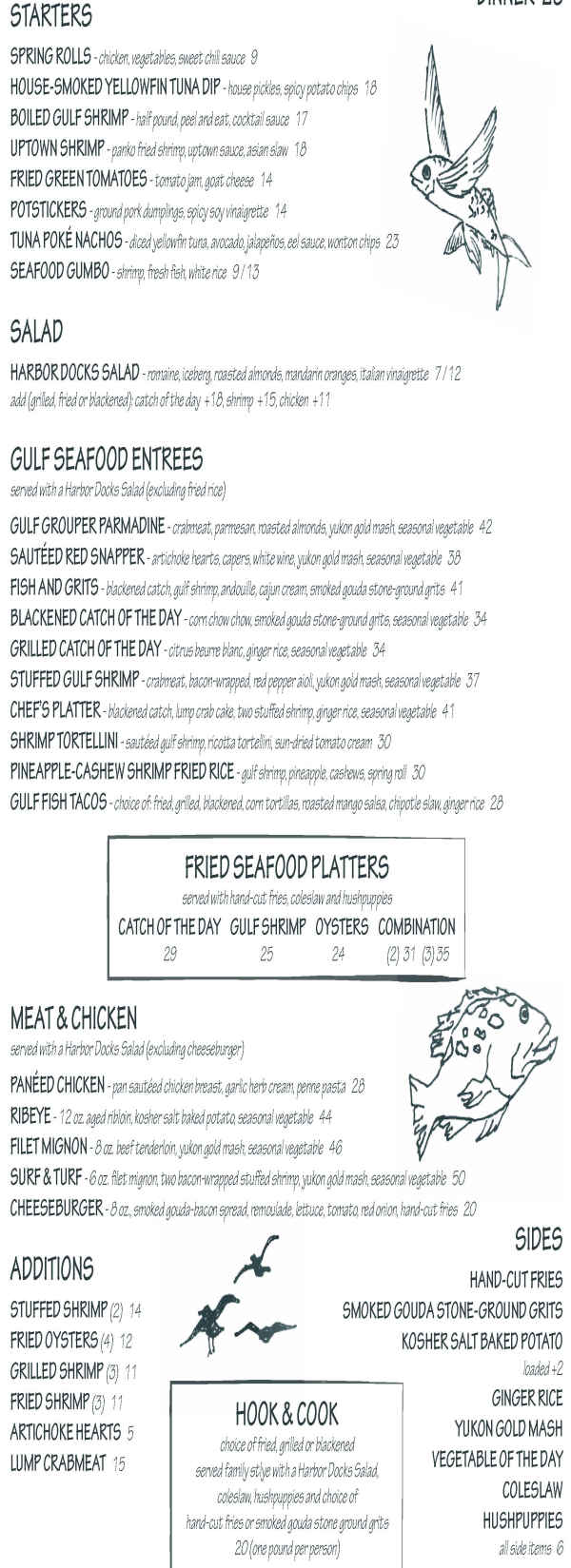 Harbor Docks menu page 1