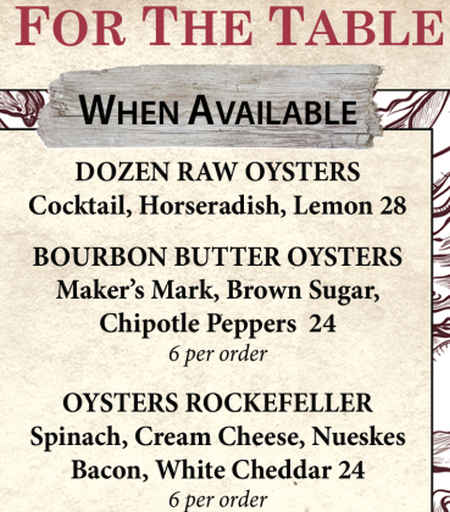 Harry T's Lighthouse menu page 1