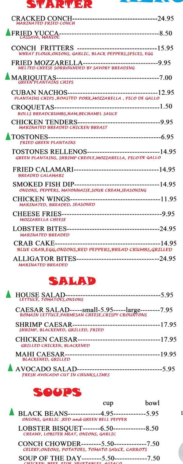 Habanos On The Creek menu page 1