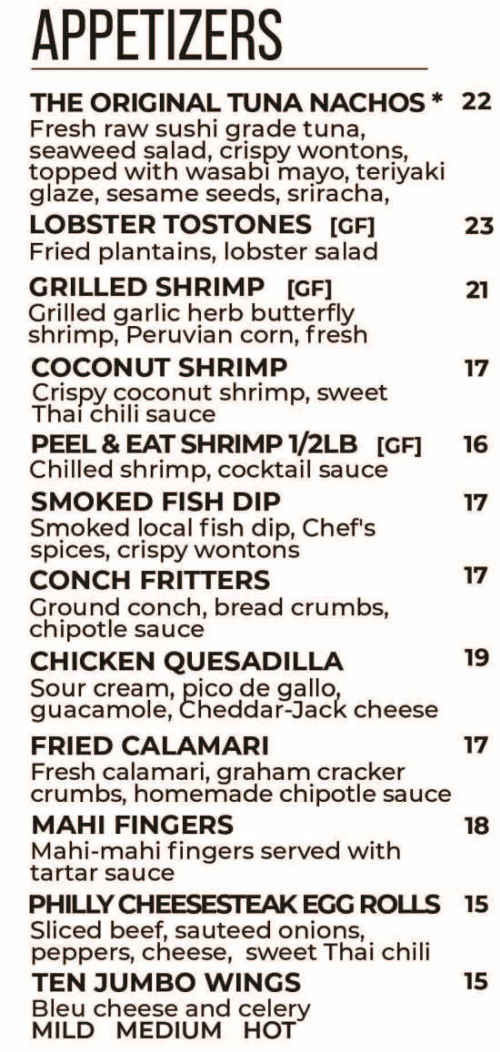 Island Grill menu page 1