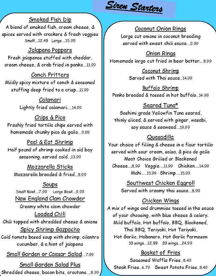 Blackwater Siren menu page 1