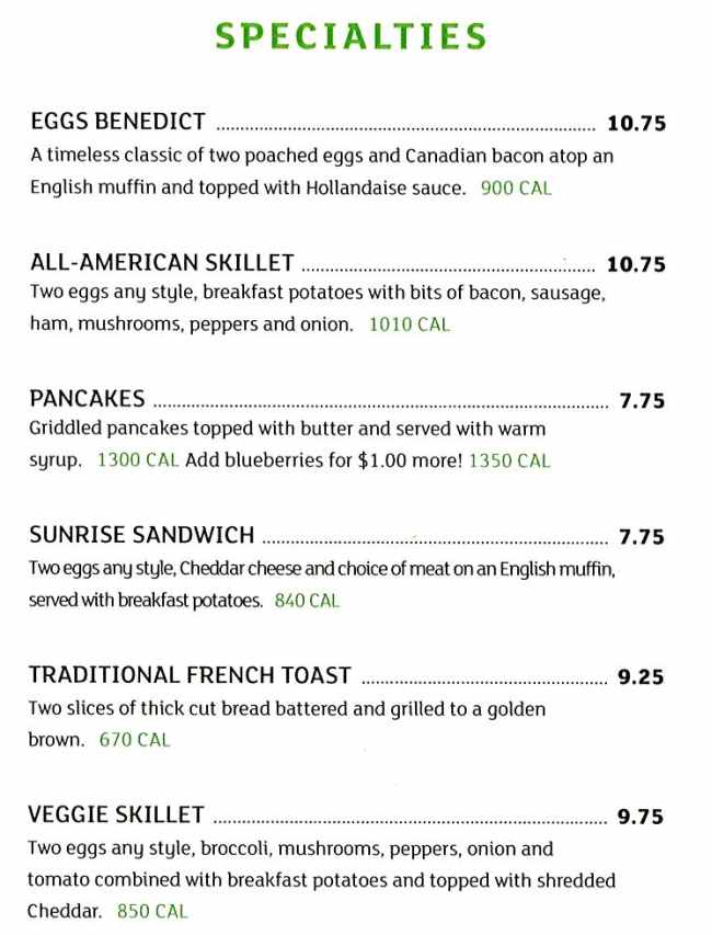 Bogie's Cafe menu page 1