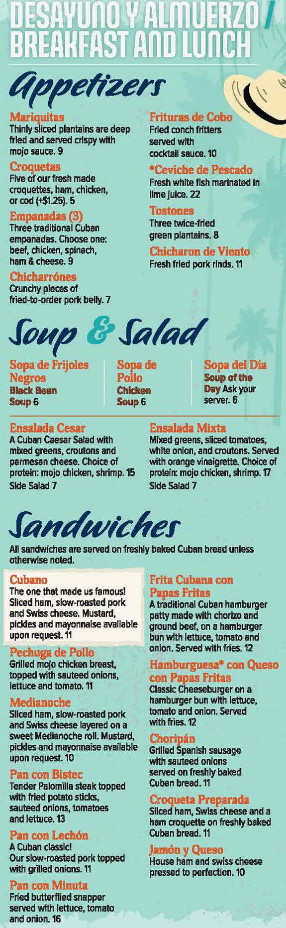 Dennys Latin Cafe menu page 1