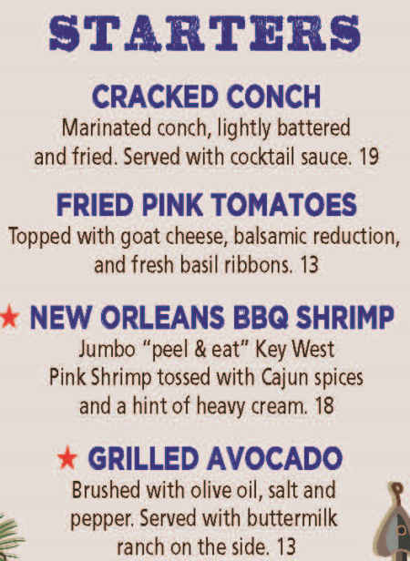 Sal's Ballyhoo's menu page 1