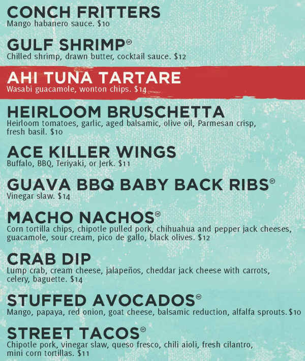 Rams Head Southernmost menu page 1