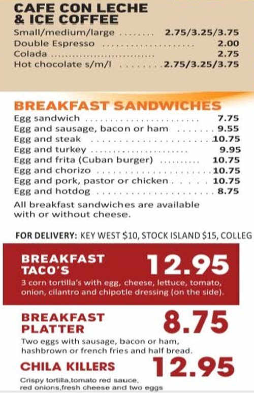 Kim’s Kuban menu page 1