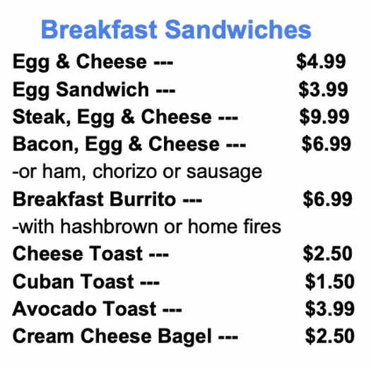 Paradise Cafe menu page 1