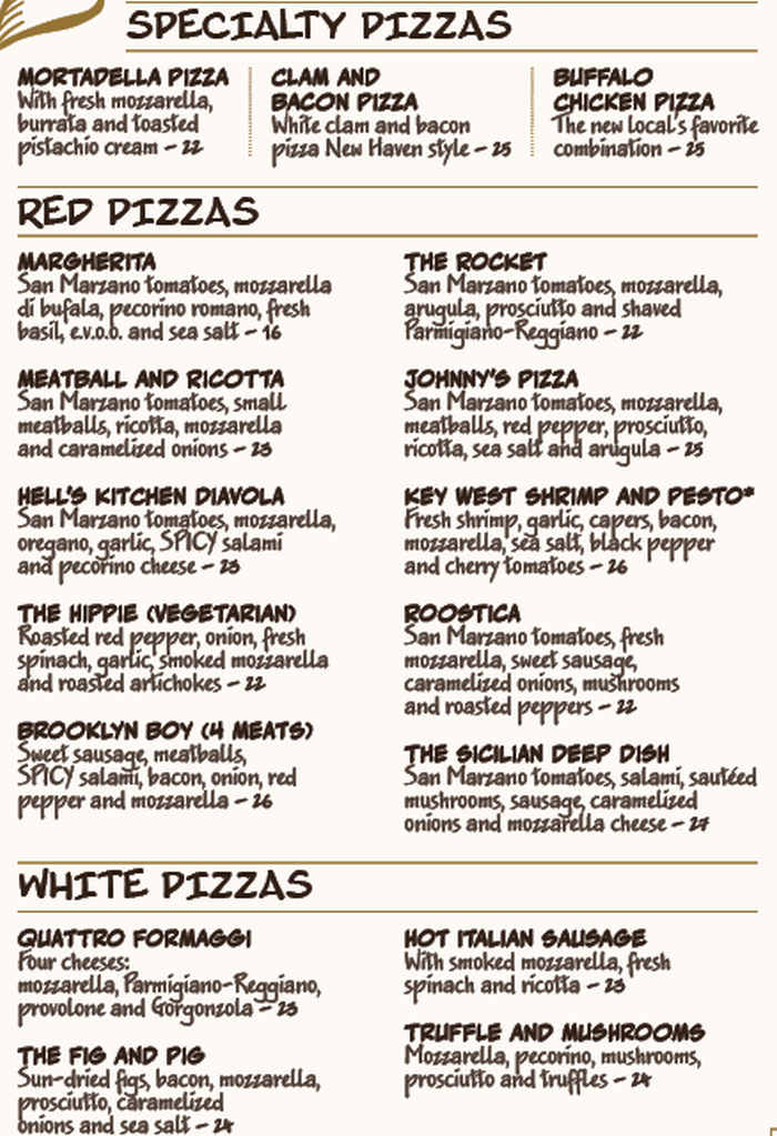 Roostica menu page 1