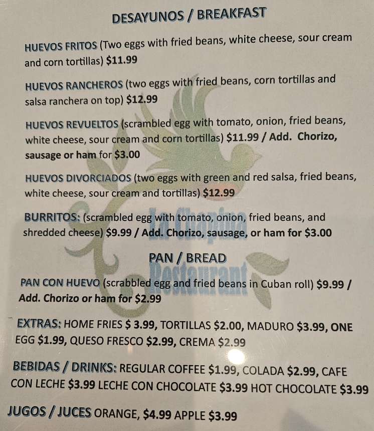 La Chapina menu page 1