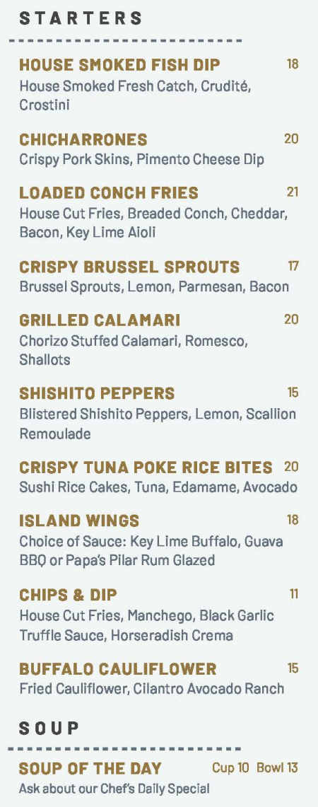 Havana Jacks menu page 1