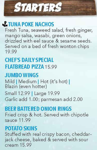 S.S. Wreck & Galley Grill menu page 1
