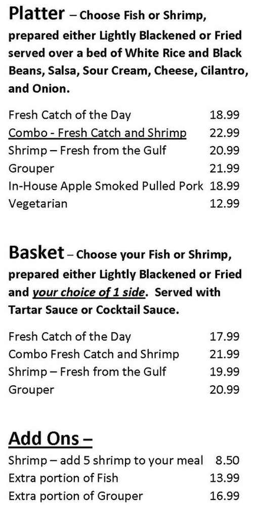 Lee Be Fish menu page 1