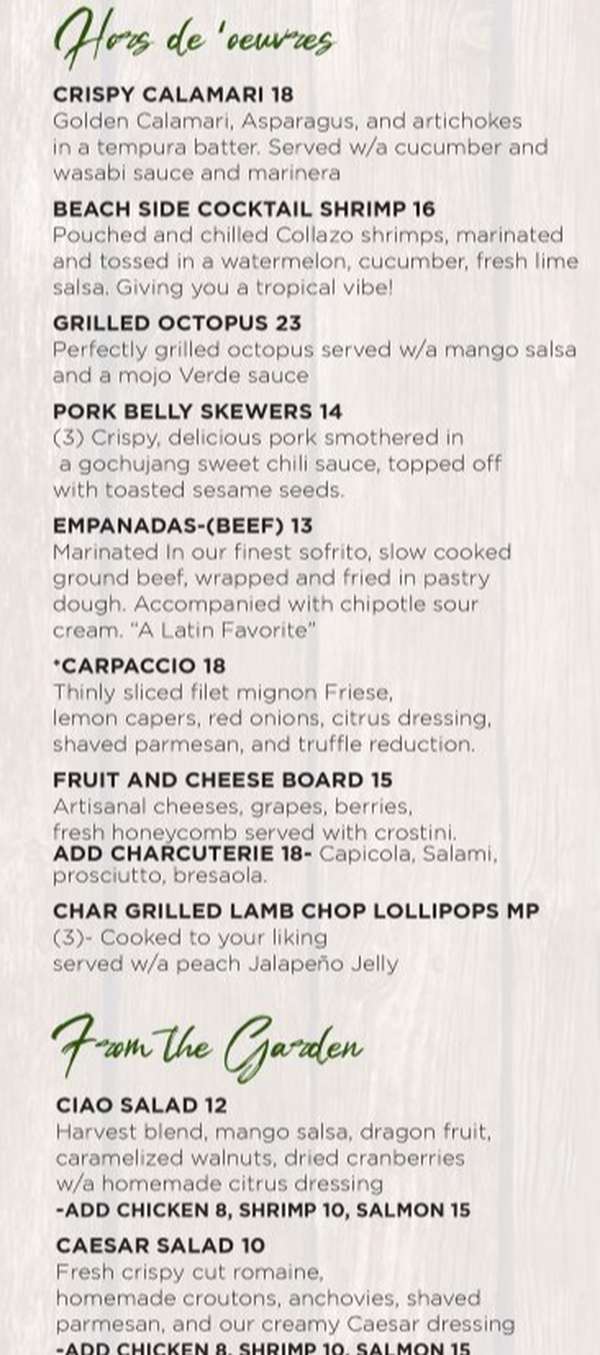 Ciao Bella menu page 1