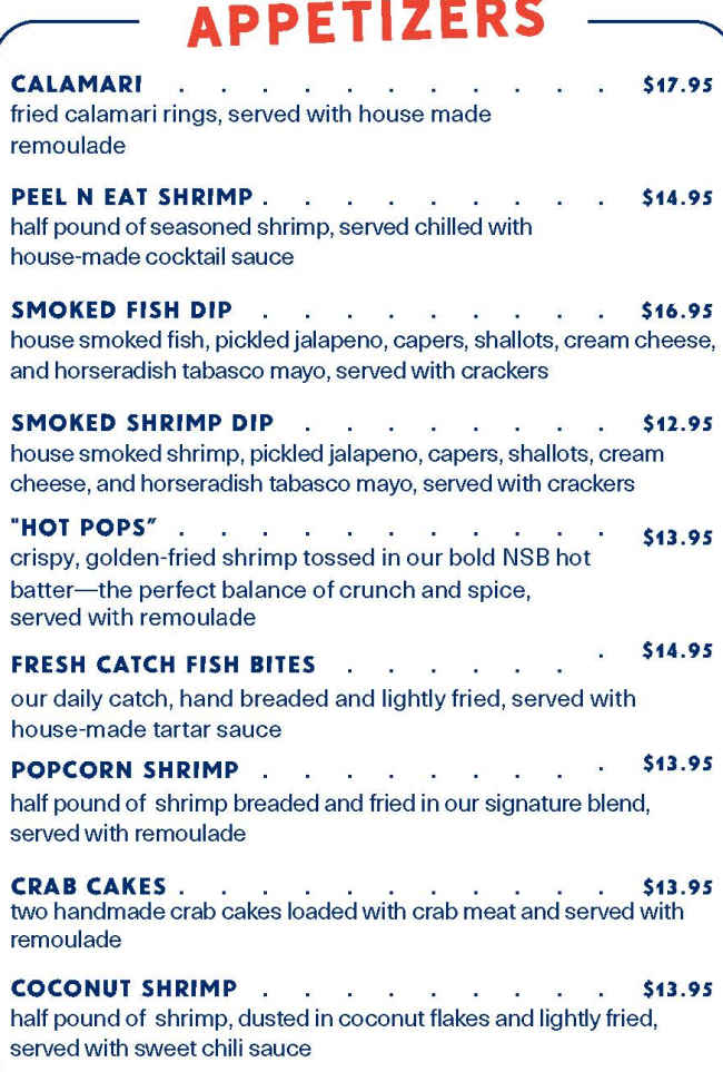Pickett's Seafood menu page 1