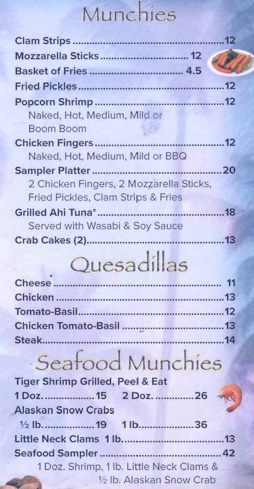 Sea Vista Tiki Bar menu page 1
