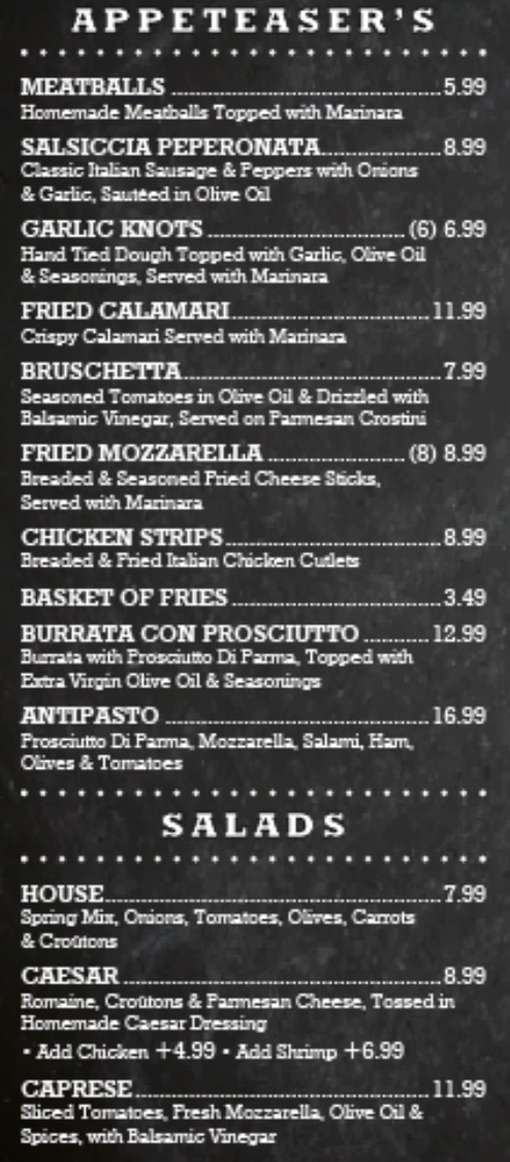 Caffe Vesuvio menu page 1