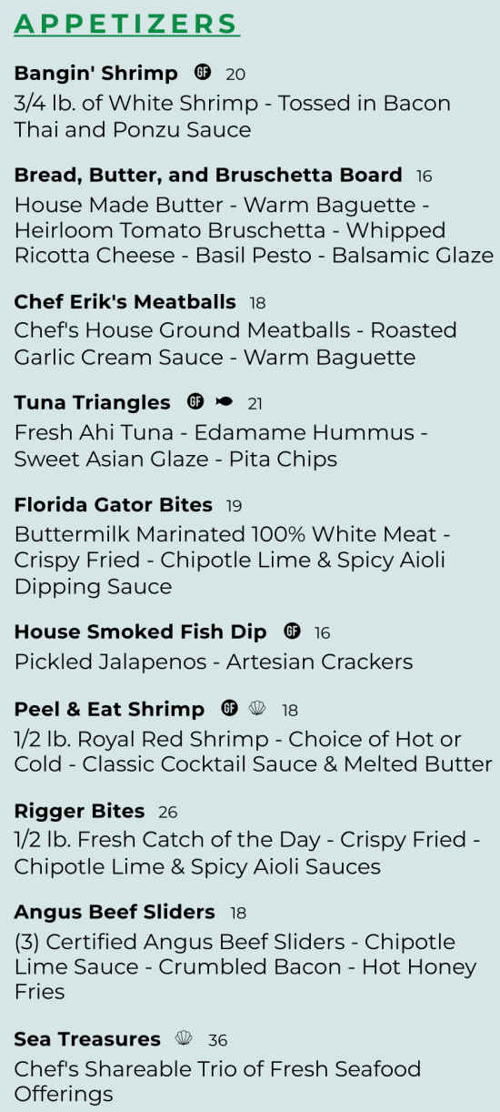Outriggers Tiki Bar & Grille menu page 1