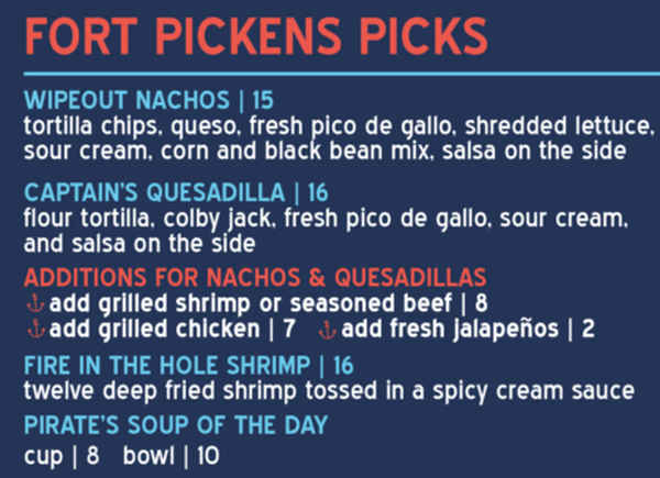 Riptides Sports Grill menu page 1