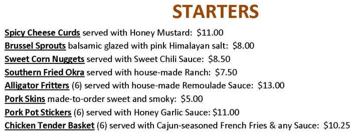 The Reef menu page 1