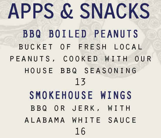 Water Pig BBQ menu page 1