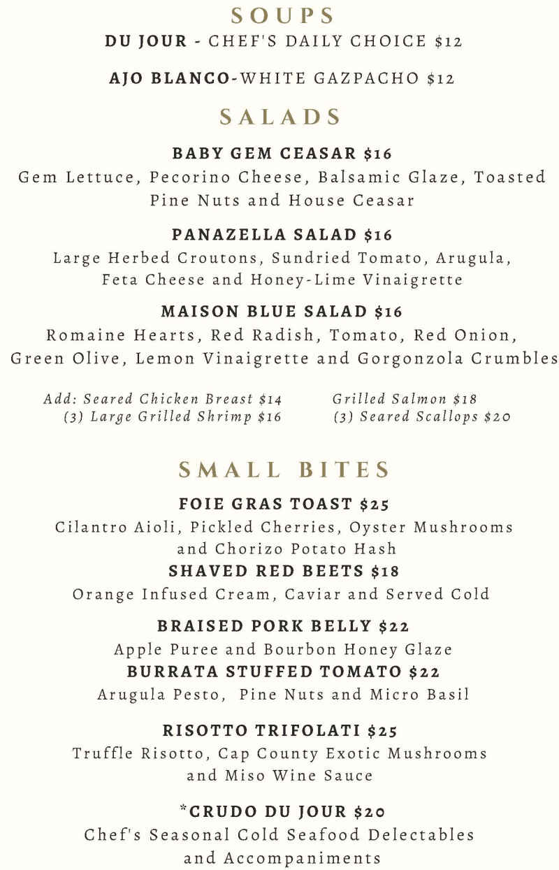 Maison Martinique menu page 1