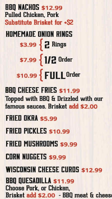 14 Bones BBQ menu page 1
