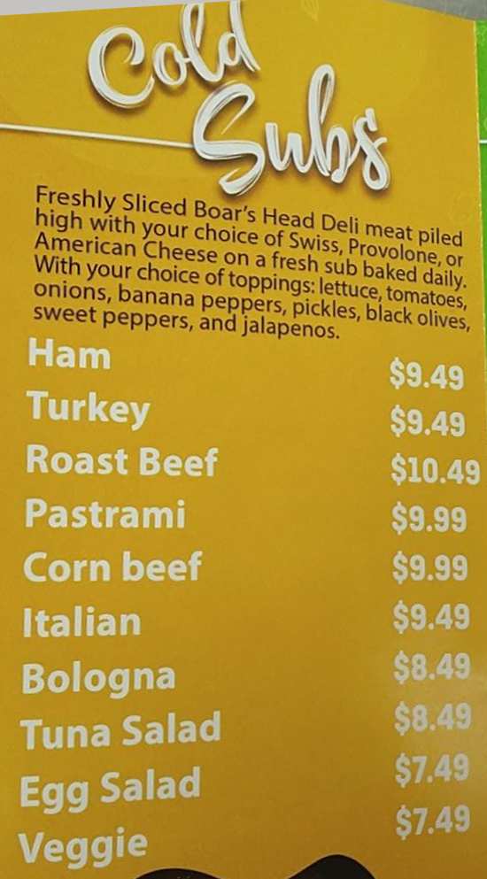 82nd Avenue Deli menu page 1