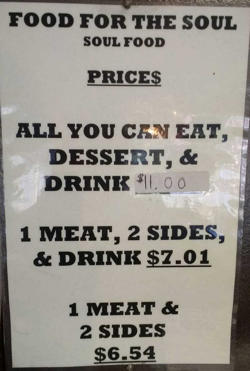 Food For the Soul menu page 1