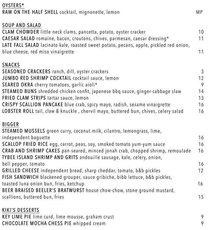 Seabear Oyster Bar menu page 1