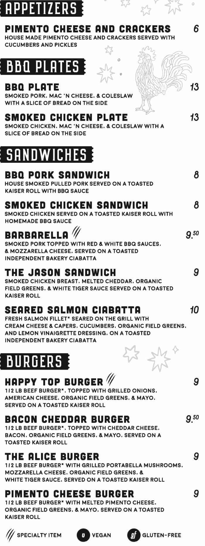 White Tiger Athens menu page 1