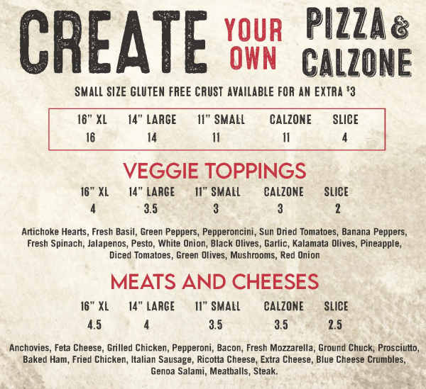 Amici at The Falls menu page 1