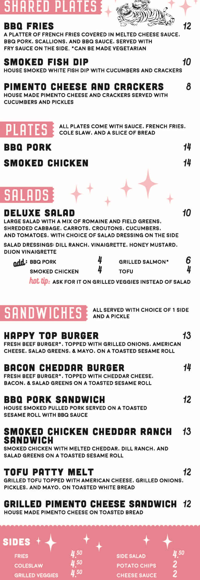 White Tiger Deluxe menu page 1