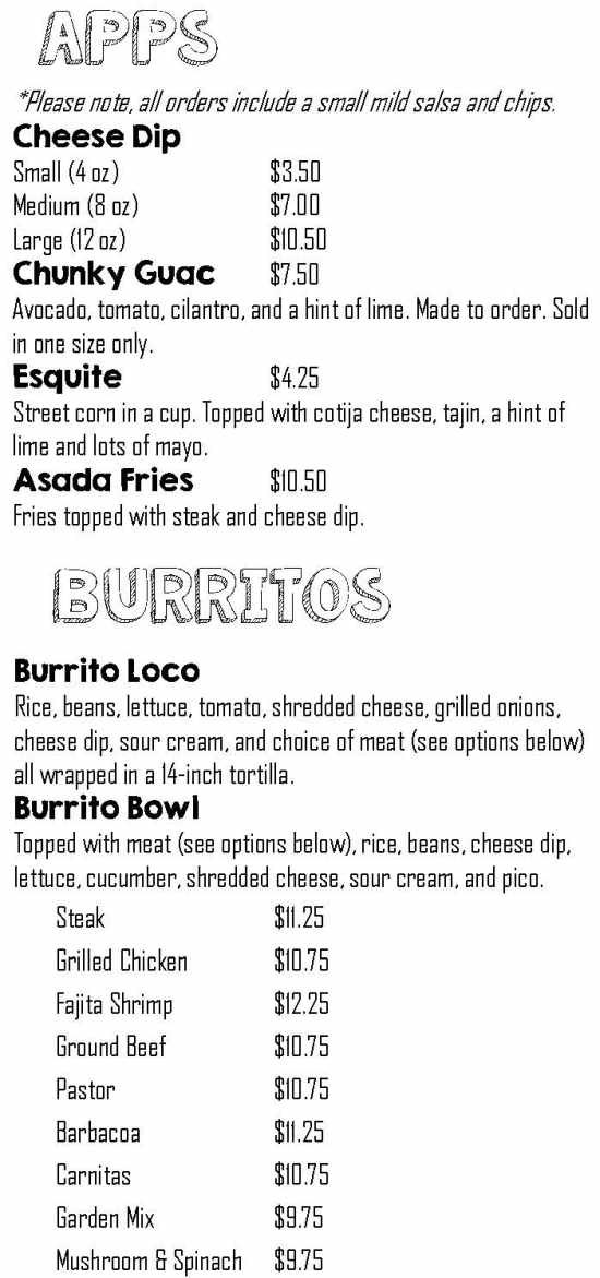 Iguana's Mexican Grill menu page 1