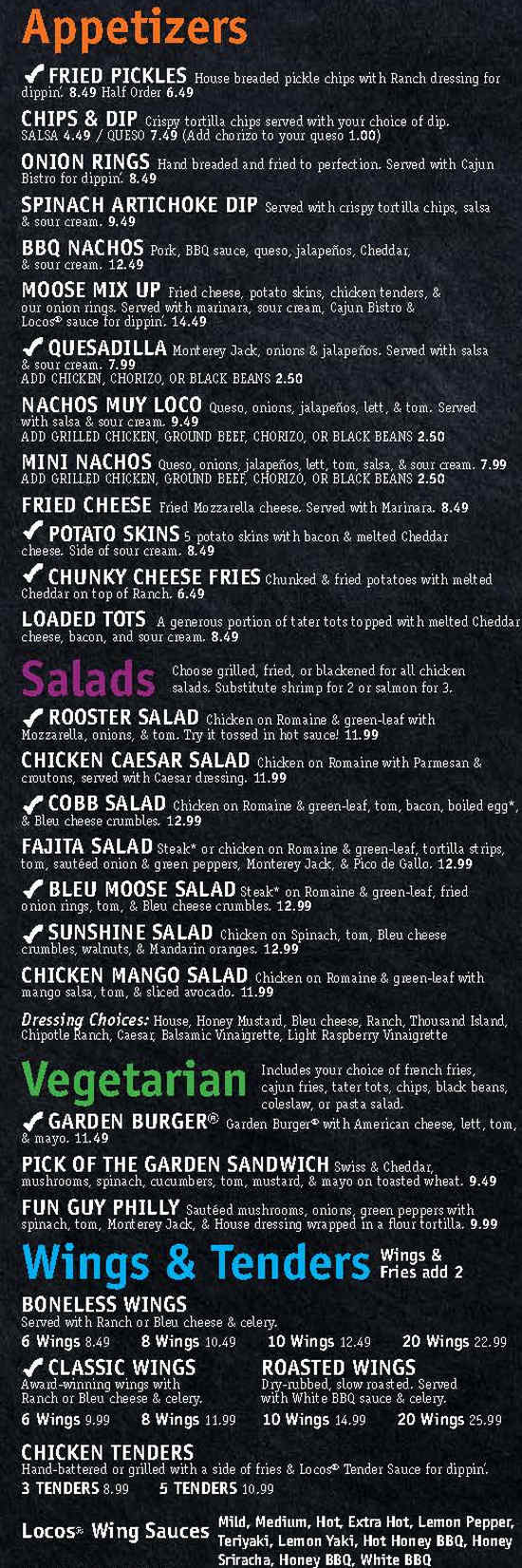 Locos Grill & Pub Eastside menu page 1
