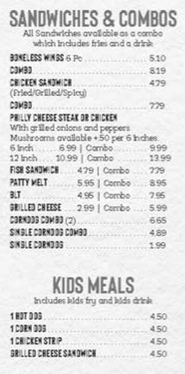 Blazer's Hot Wings menu page 1